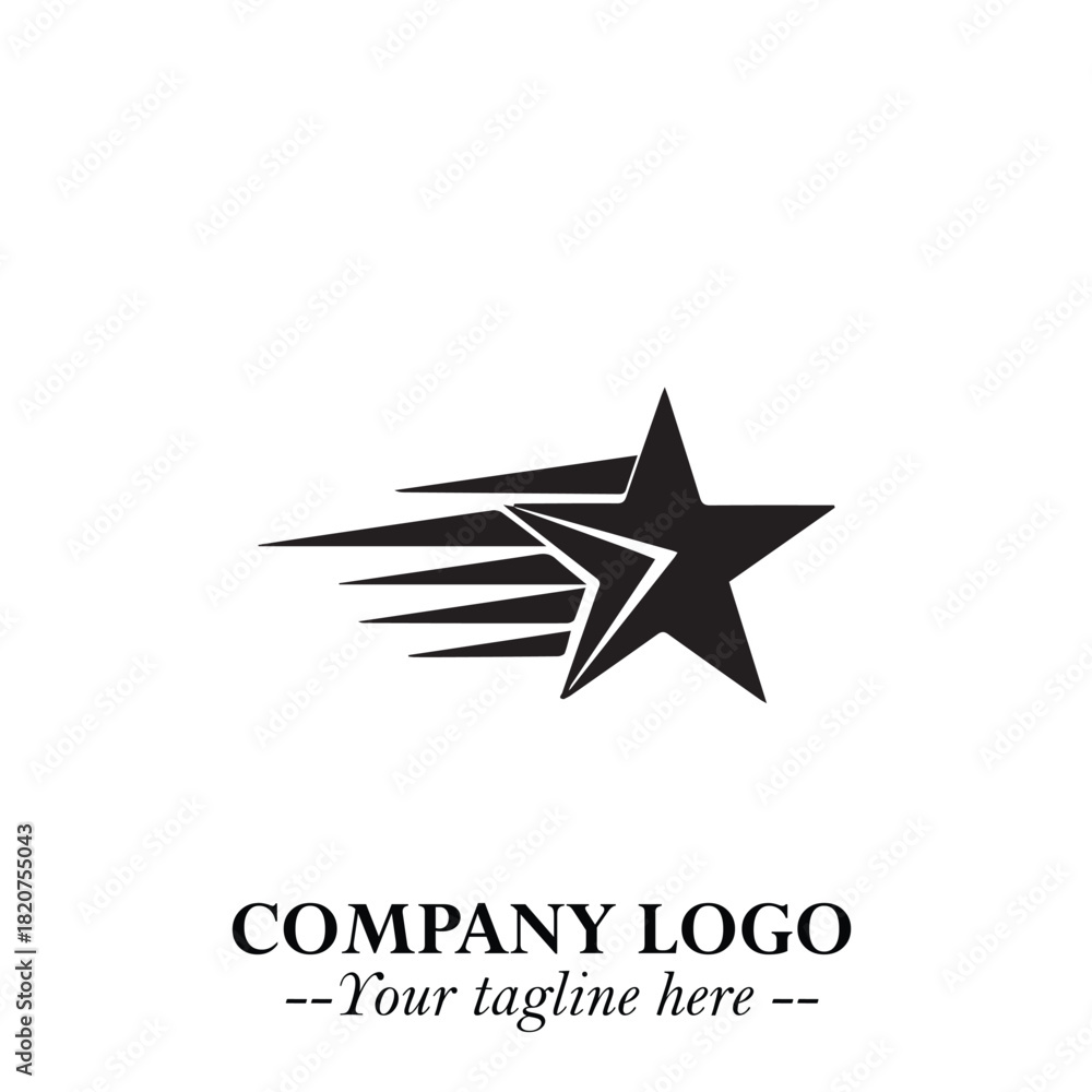 Obraz premium Minimalist Star Logo Symbol in Black on White Background – Modern Vector Shape for Branding & Design