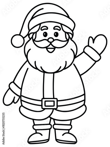 Santa Claus Outline: A festive illustration of Santa Claus, depicted in a classic outline, ready to bring holiday cheer.