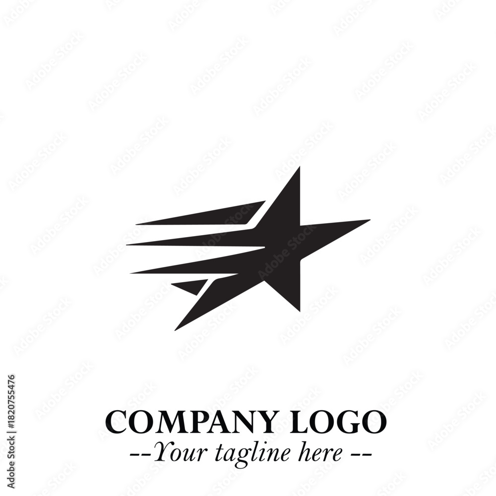 Obraz premium Minimalist Star Logo Symbol in Black on White Background – Modern Vector Shape for Branding & Design