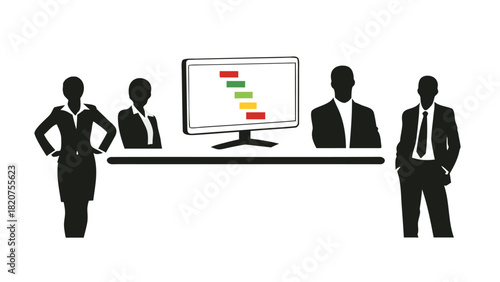 Silhouettes of professionals in a boardroom meeting
