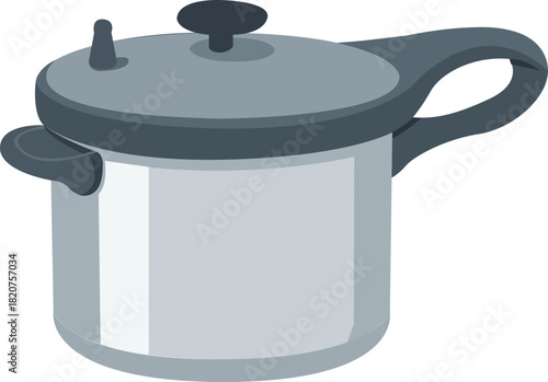 Flat illustration of a stainless steel pressure cooker