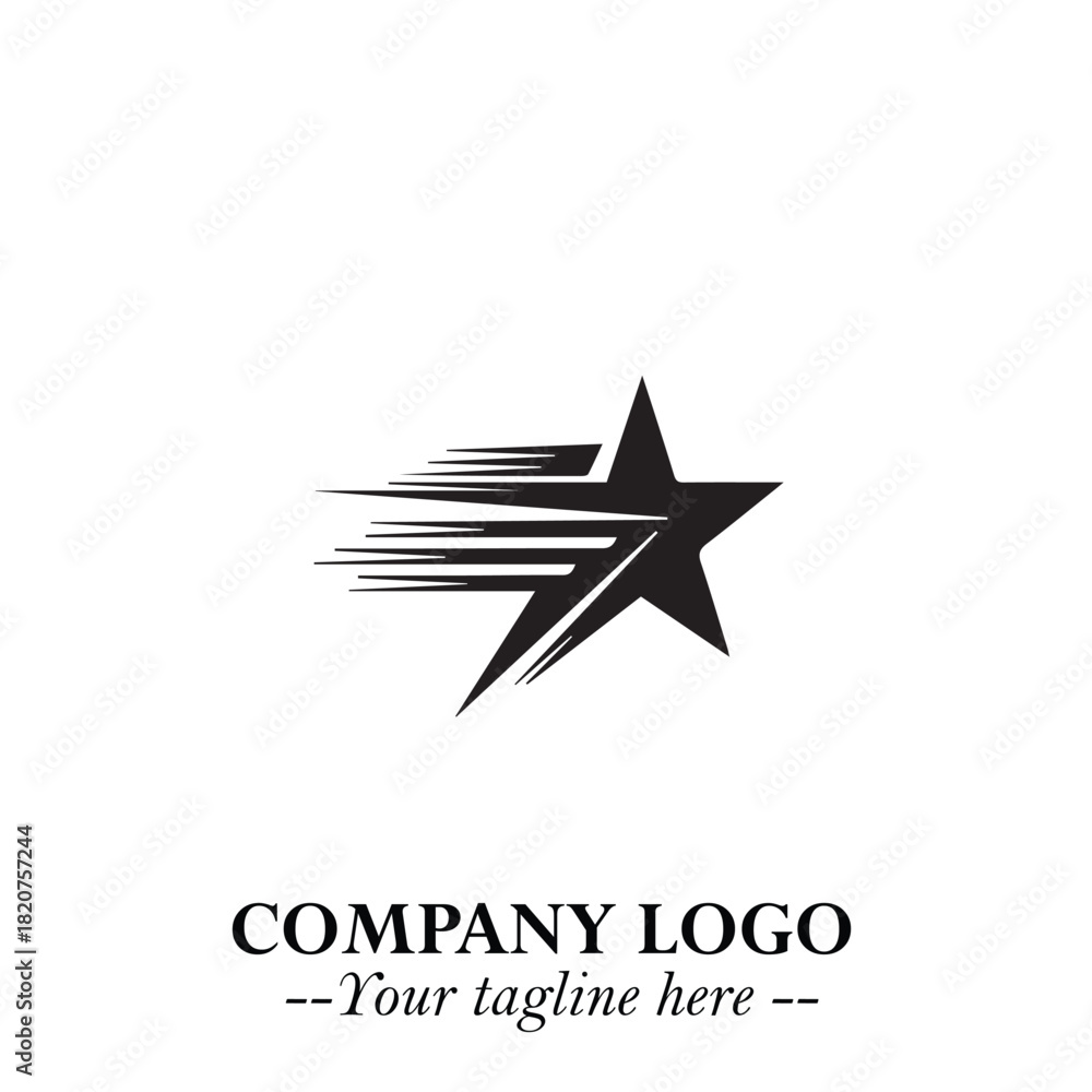 Obraz premium Minimalist Star Logo Symbol in Black on White Background – Modern Vector Shape for Branding & Design