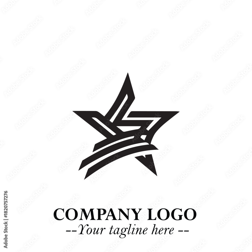 Obraz premium Minimalist Star Logo Symbol in Black on White Background – Modern Vector Shape for Branding & Design