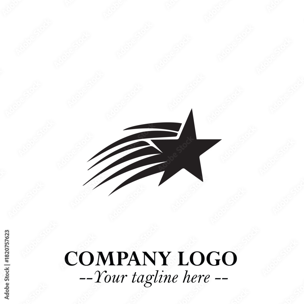 Obraz premium Minimalist Star Logo Symbol in Black on White Background – Modern Vector Shape for Branding & Design