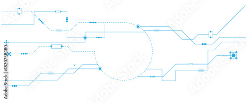 Abstract geometric dots and lines connection circuit concept. Global communication technology background design.