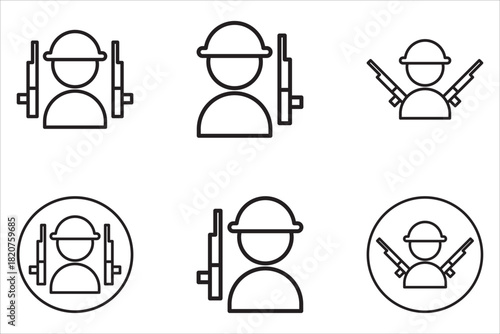 Set Ikon Militer Patriotik – Koleksi Vektor Simbol Amerika, Set Ikon Hari Kemerdekaan