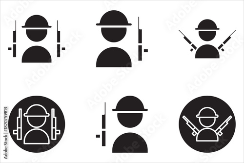 Set Ikon Militer Patriotik – Koleksi Vektor Simbol Amerika, Set Ikon Hari Kemerdekaan