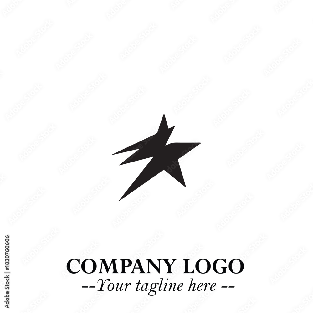 Obraz premium Minimalist Star Logo Symbol in Black on White Background – Modern Vector Shape for Branding & Design