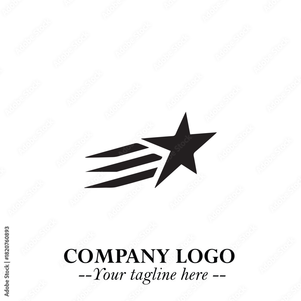 Obraz premium Minimalist Star Logo Symbol in Black on White Background – Modern Vector Shape for Branding & Design