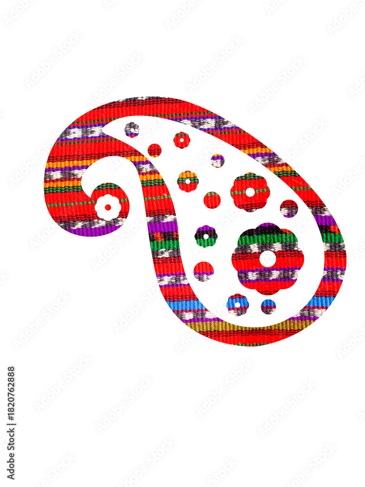Fototapeta premium Colorful paisley design with red, blue, and green stripes