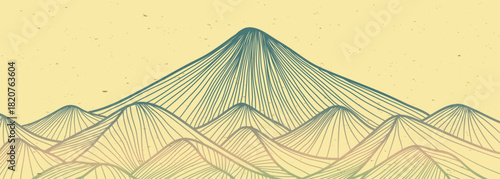 Minimalist Mountain with line art texture. Abstract mountain landscapes backgrounds. mountains range and hill. use for wall art prints, poster Art Decoration, banner
