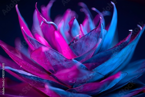 Vibrant Blue and Magenta Succulent Close-Up