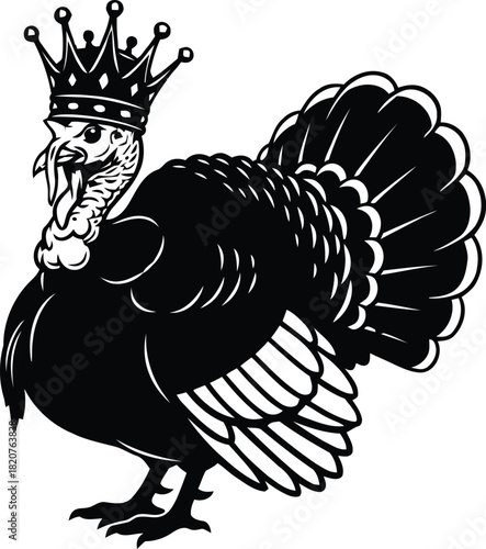 Majestic turkey wearing a royal crown illustration