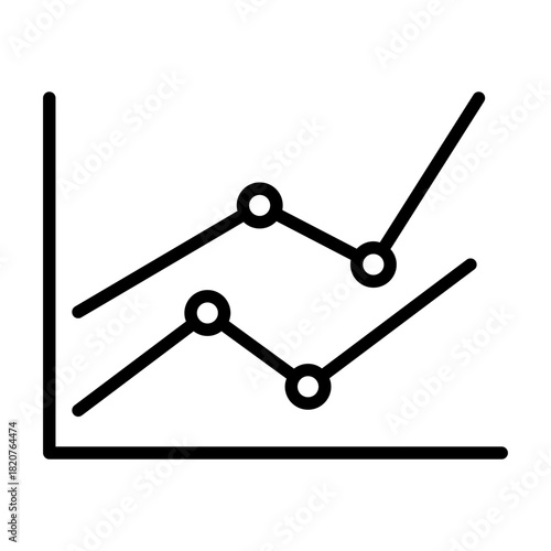 Line icon of line chart showing fluctuating data for market trend analysis.