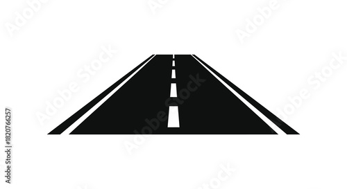 Road perspective view with dashed line in center silhouette