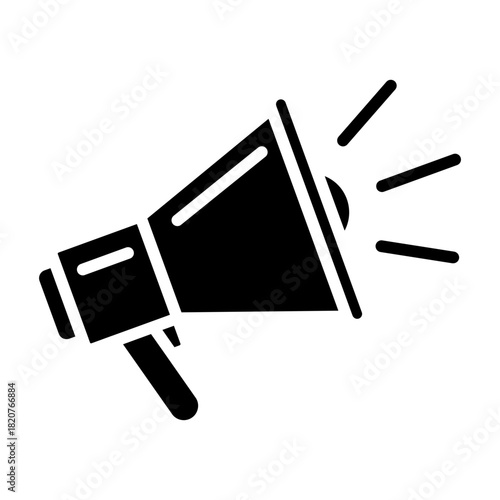 Glyph icon of megaphone representing marketing promotion and outreach.