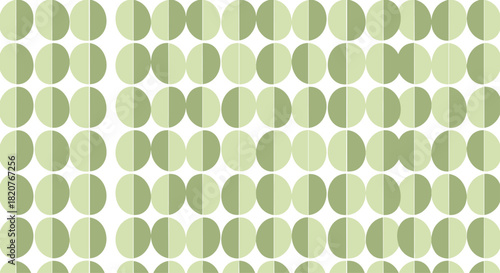 Geometric seamless pattern composed of divided light and dark green circles creating an abstract modern design.