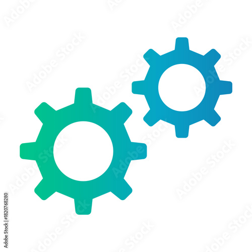 Gradient color icon of gears representing optimized business processes.