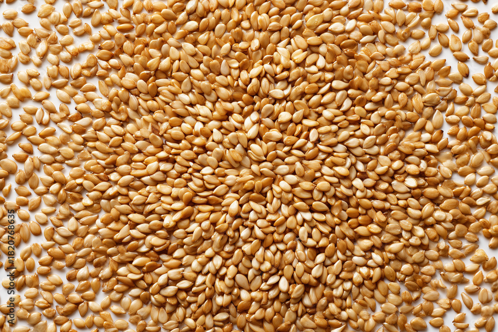 Obraz premium Symmetrical Arrangement of Sesame Seeds on White Background