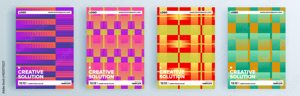 Naklejka premium Modern abstract covers set, minimal covers design. Colorful geometric background, vector illustration.
