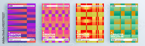 Modern abstract covers set, minimal covers design. Colorful geometric background, vector illustration.
