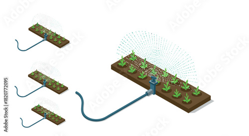 Isometric garden hose sprinkler system for efficient plant irrigation
