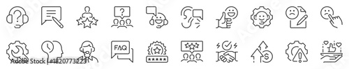 Customer service concepts, thin line icon set. Symbol collection in transparent background. Editable vector stroke. 512x512 Pixel Perfect.