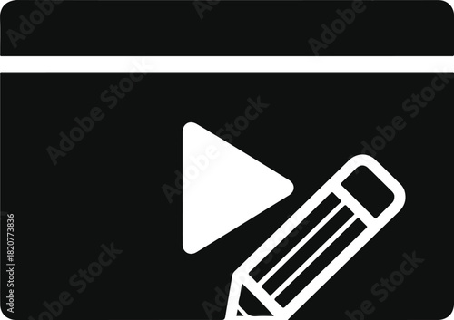 Video content editing icon for creative media production and customization