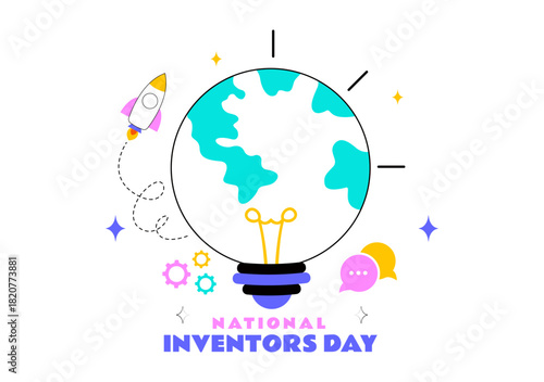 National Inventors Day Vector Illustration on February 11 Celebrating Genius Innovation to Honor Science Creators in a Flat Cartoon Background