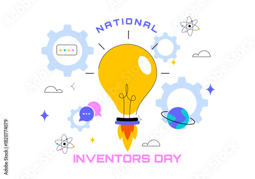 National Inventors Day Vector Illustration on February 11 Celebrating Genius Innovation to Honor Science Creators in a Flat Cartoon Background