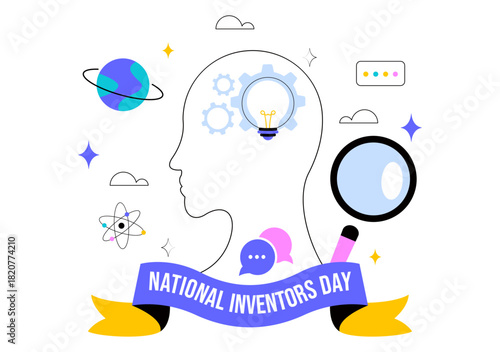 National Inventors Day Vector Illustration on February 11 Celebrating Genius Innovation to Honor Science Creators in a Flat Cartoon Background