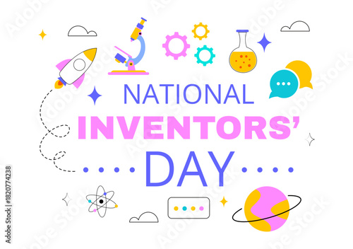 National Inventors Day Vector Illustration on February 11 Celebrating Genius Innovation to Honor Science Creators in a Flat Cartoon Background