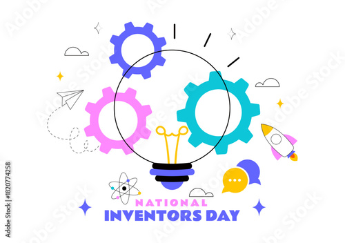 National Inventors Day Vector Illustration on February 11 Celebrating Genius Innovation to Honor Science Creators in a Flat Cartoon Background