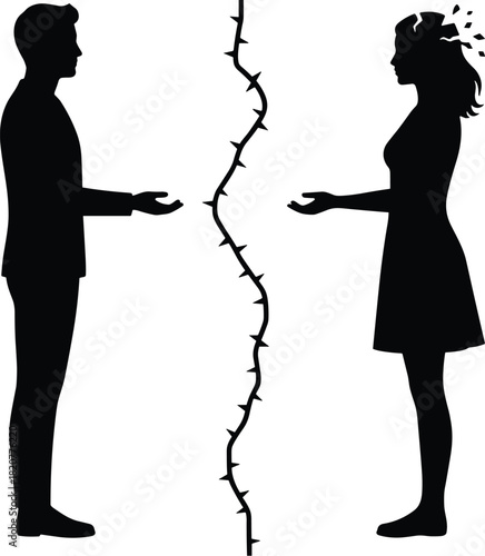 Broken Relationship and Conflict Silhouette