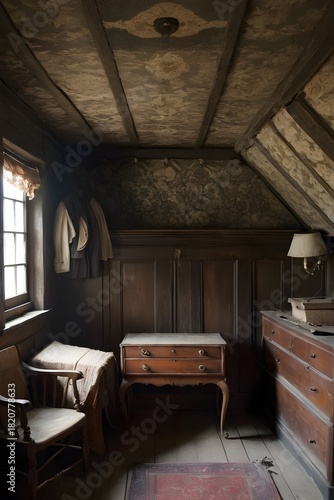 Old uninhabited wooden attic
