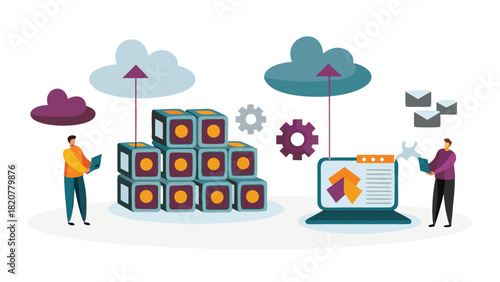 Abstract representation of data storage and cloud systems