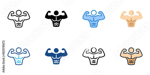 Body Building icon set multiple style collection 

