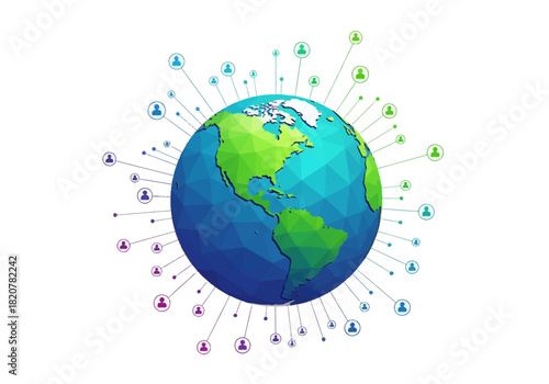 Global social network connection with people around the world.