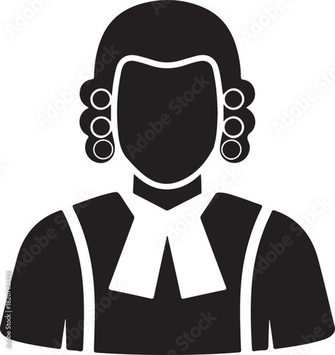Judicial court officer silhouette icon represents legal professional justice system authority symbol