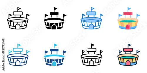 Stadium icon set multiple style collection 
