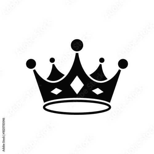 Simple black silhouette of a royal crown icon