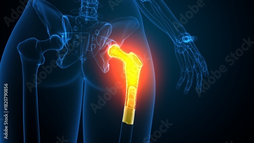 Naklejka Female hip bone anatomy. 3d render