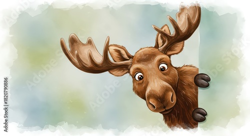 Moose peeking around corner