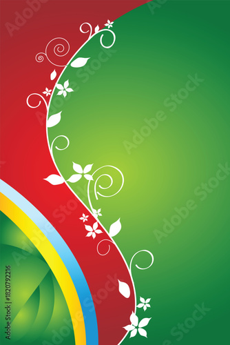 Dynamic Floral Background with Green and Red Swirls Perfect for Eye Catching Designs in Art and Fashion with Nature Inspired Elements