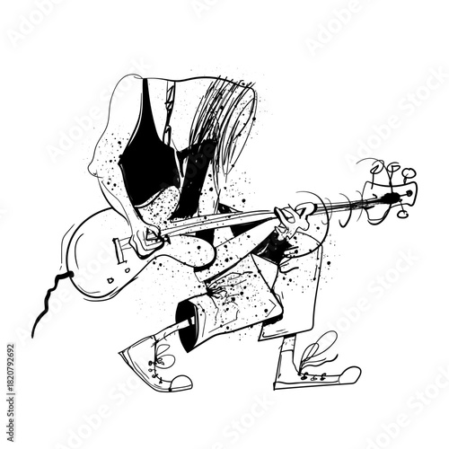 Musician playing electric guitar intensely during a live performance in a small venue at night