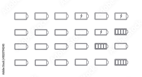 A collection of battery icons showing different charge levels.