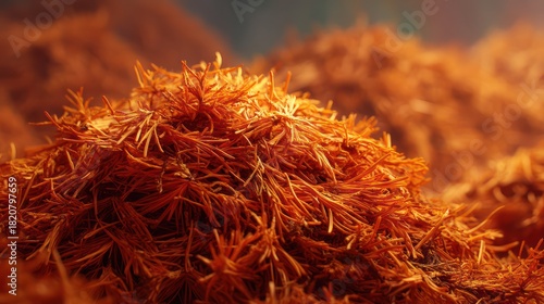 Dense pile of orange needles forming natural texture pattern crisp sharpness linear structure balanced exposure preserves tonal richness