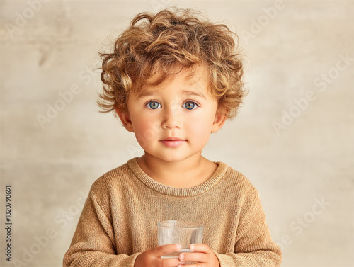 Child drinking a glass of w...
