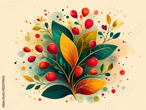 Christmas berries illustration