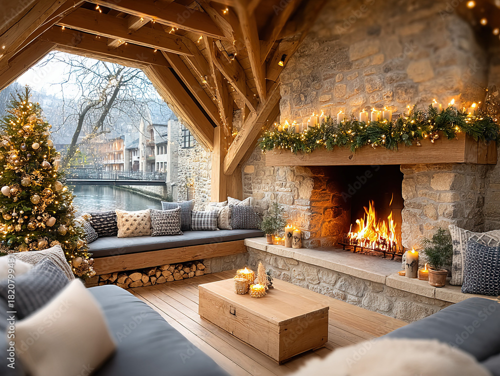 Naklejka premium cozy Iceland Christmas